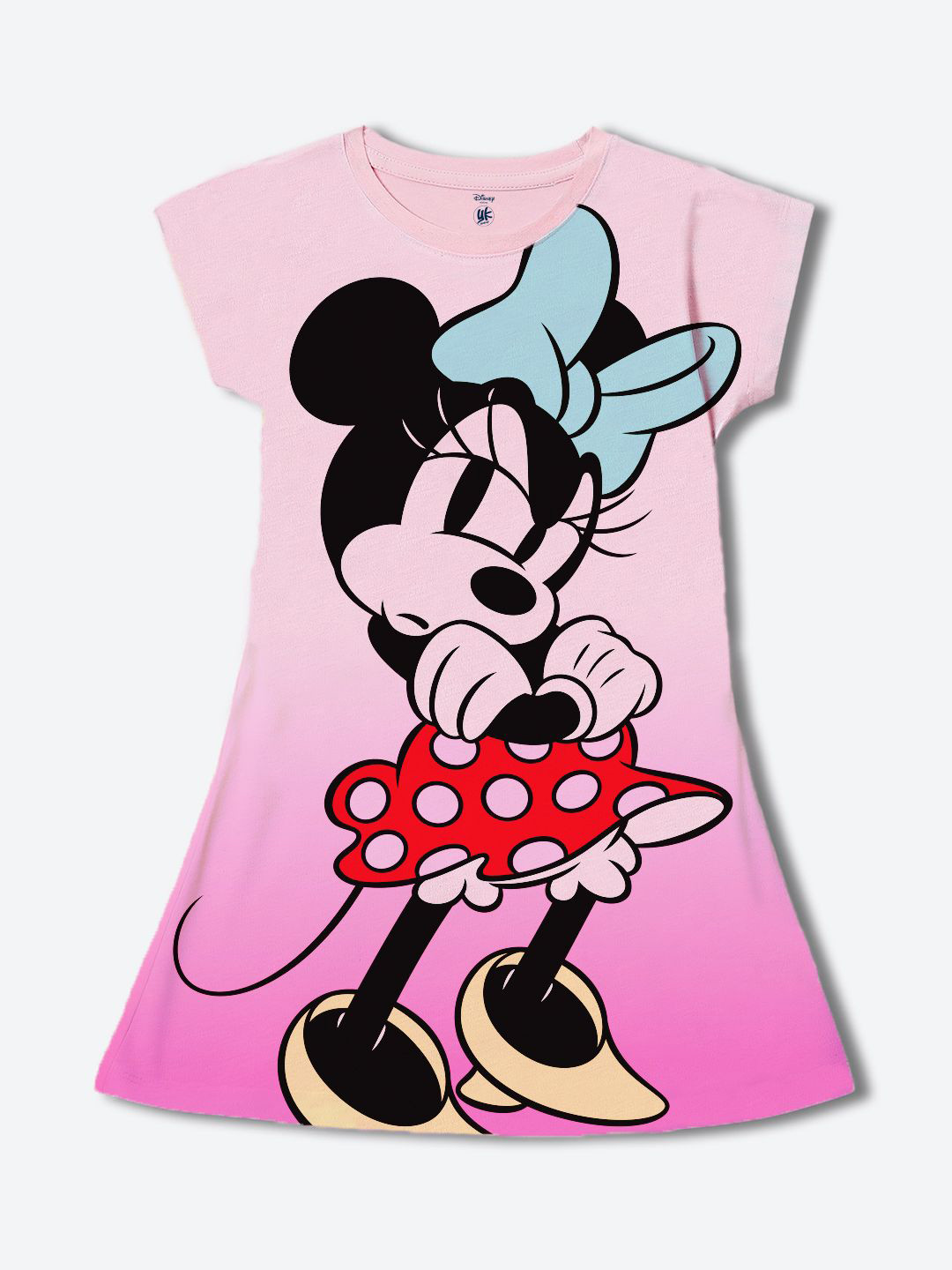 YK Disney Girls Minnie Mouse Cartoon Print A-Line Dress