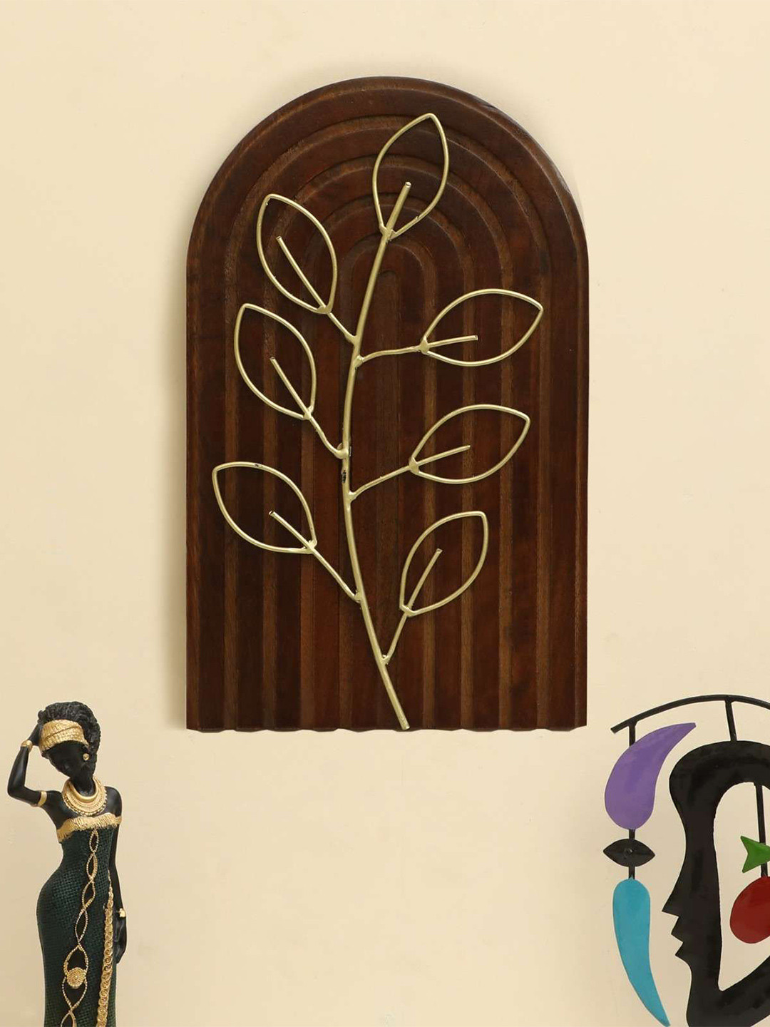 vedas Leaf, W-Abril Metal Glossy Hanging Hall Wall Hangings-16.1In
