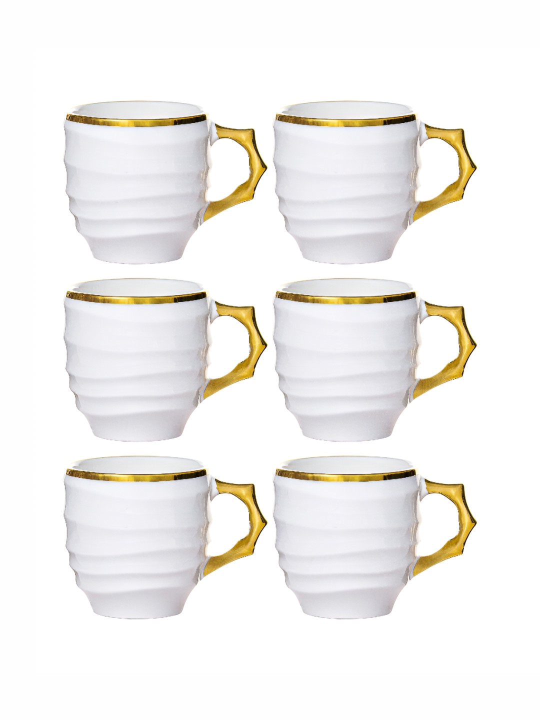 Roxx Little Stars Unicorn White Textured Porcelain Microwave Safe 6 Piece Mugs-180ml