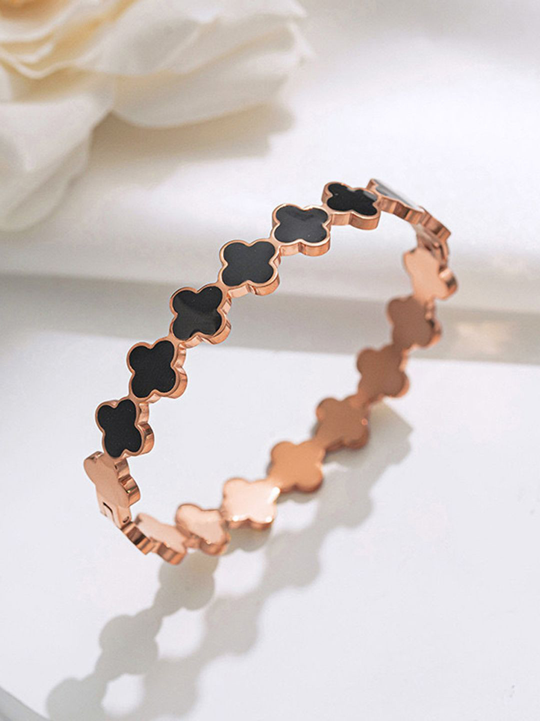 Designs & You Stainless Steel Rose Gold-Plated Anti Tarinish Enamelled Bangle Bracelet