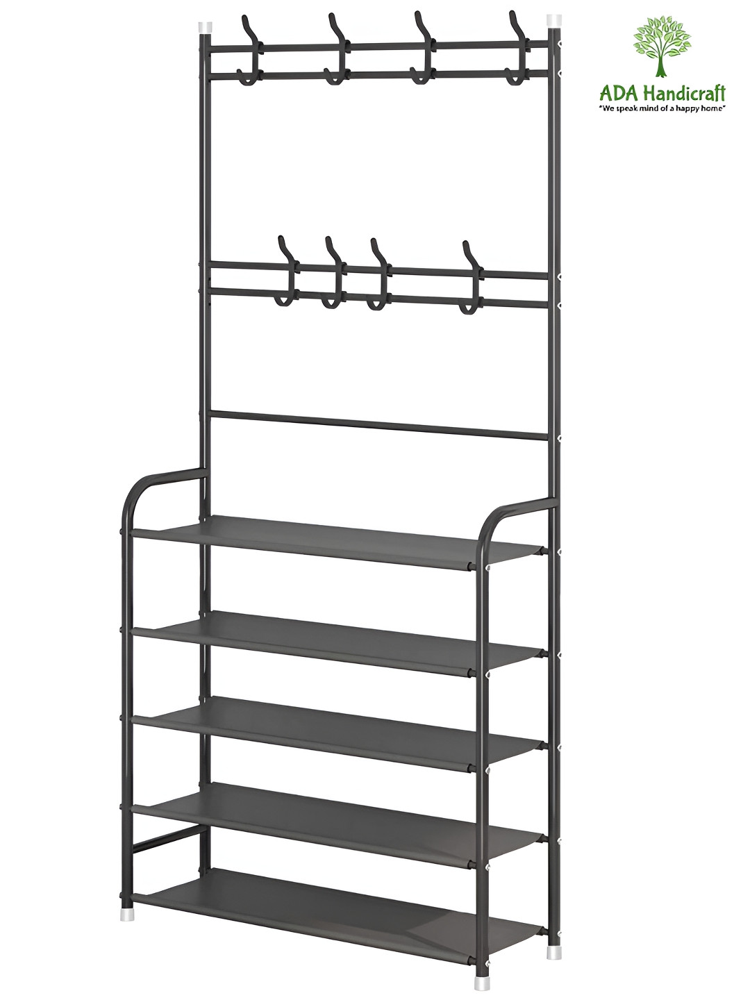 ADA Handicraft Black 5 Tier Shoe Rack Multi-Utility Organisers