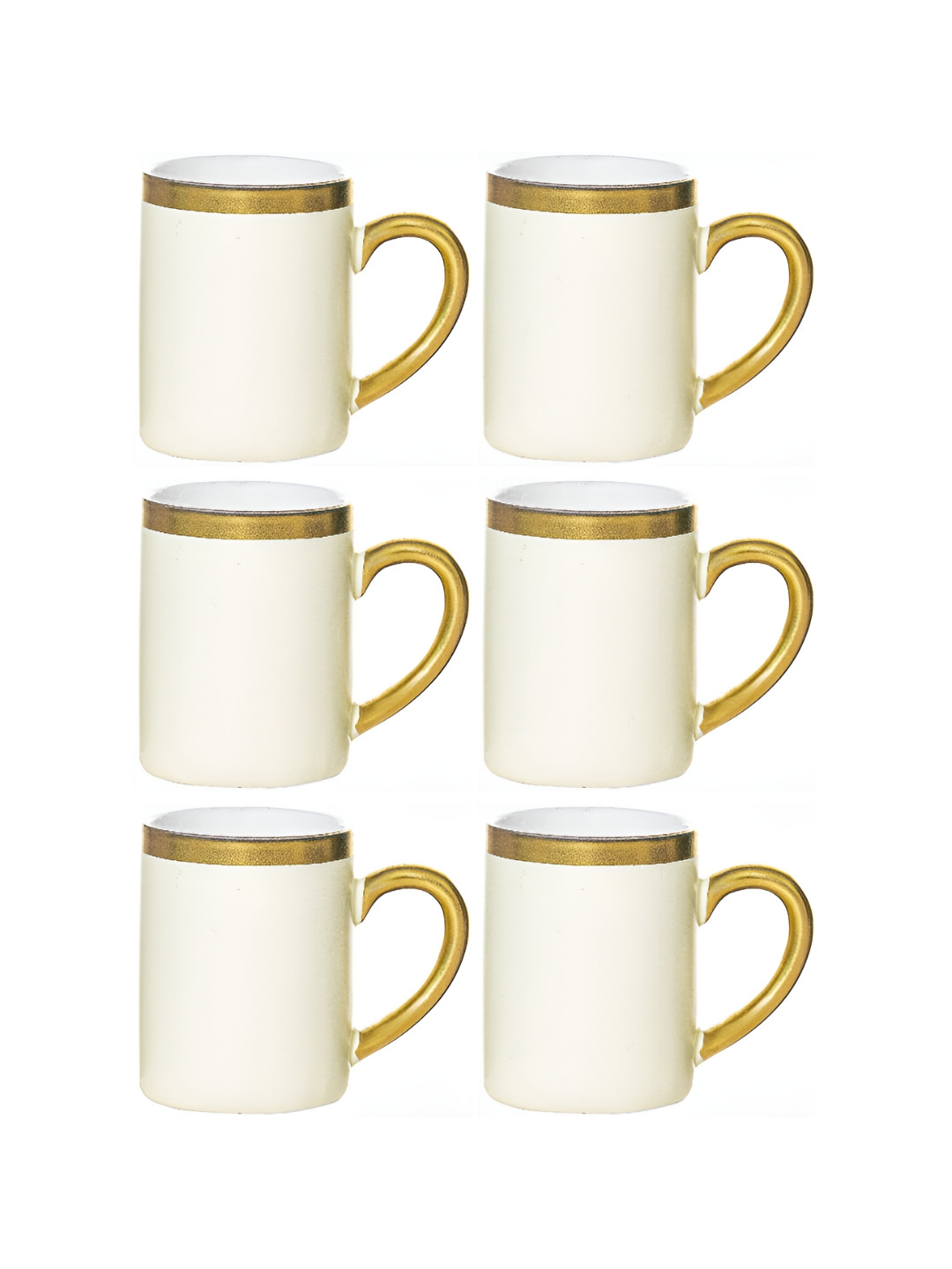 Roxx Studio Pottery Off White Porcelain Microwave Safe 6 Piece Mugs-220ml