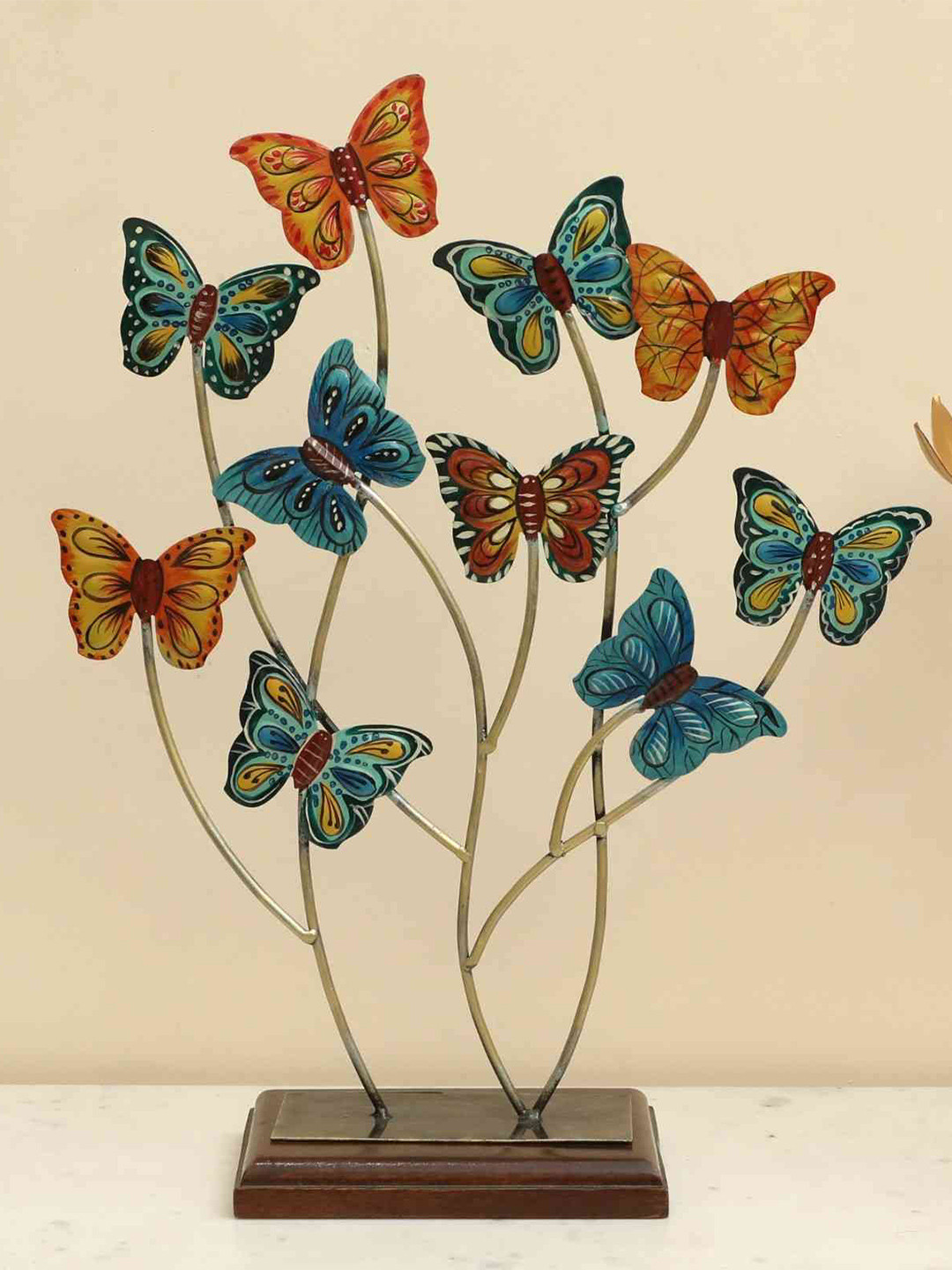 vedas F-Ceaser Butterflies Blue Metal Metallic Living Room Medium Showpiece - 20.1 Inches