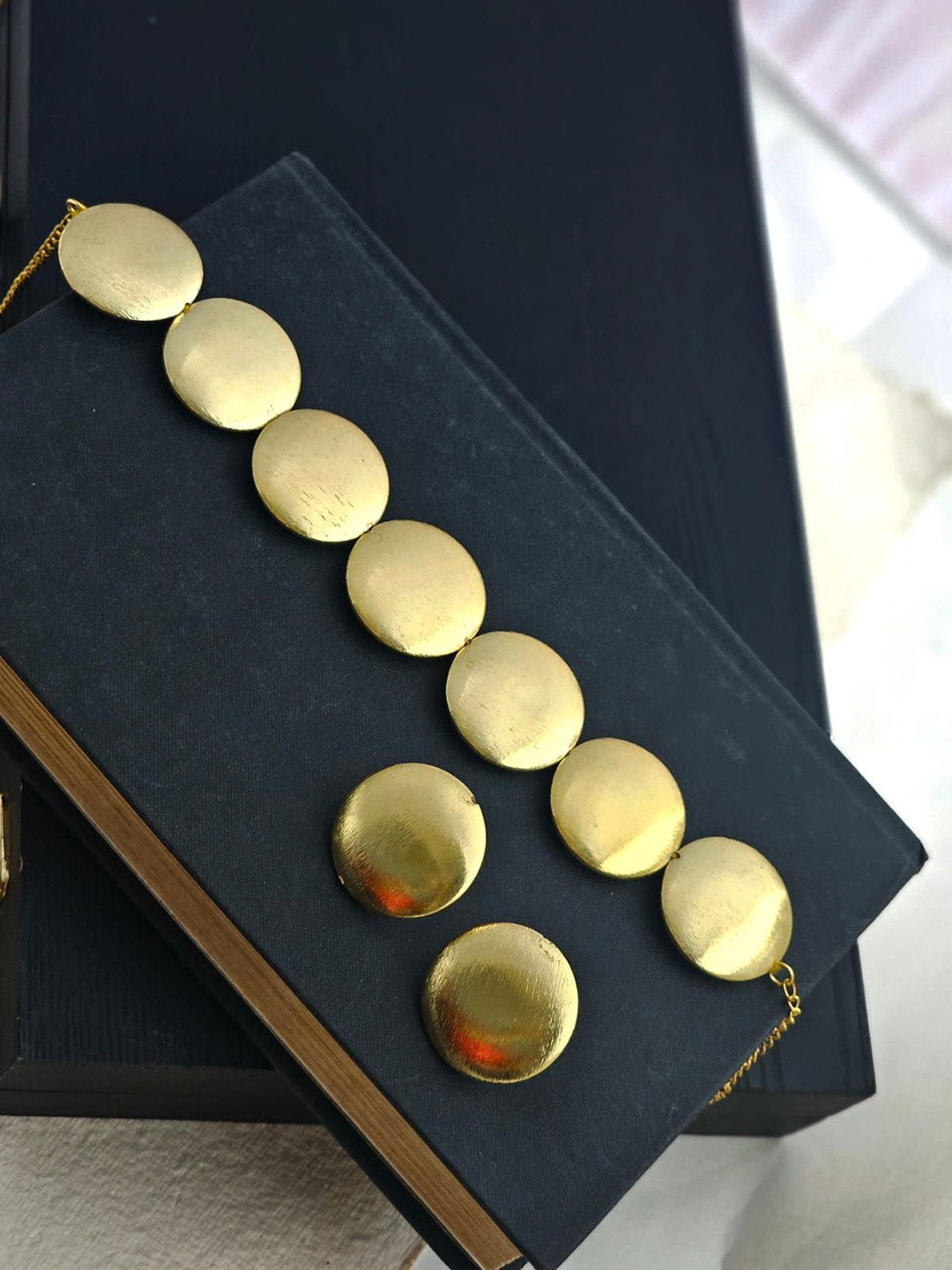 Binnis Wardrobe Gold Plated Aurora Round Disc Anti Tarnish Necklace & Earrings