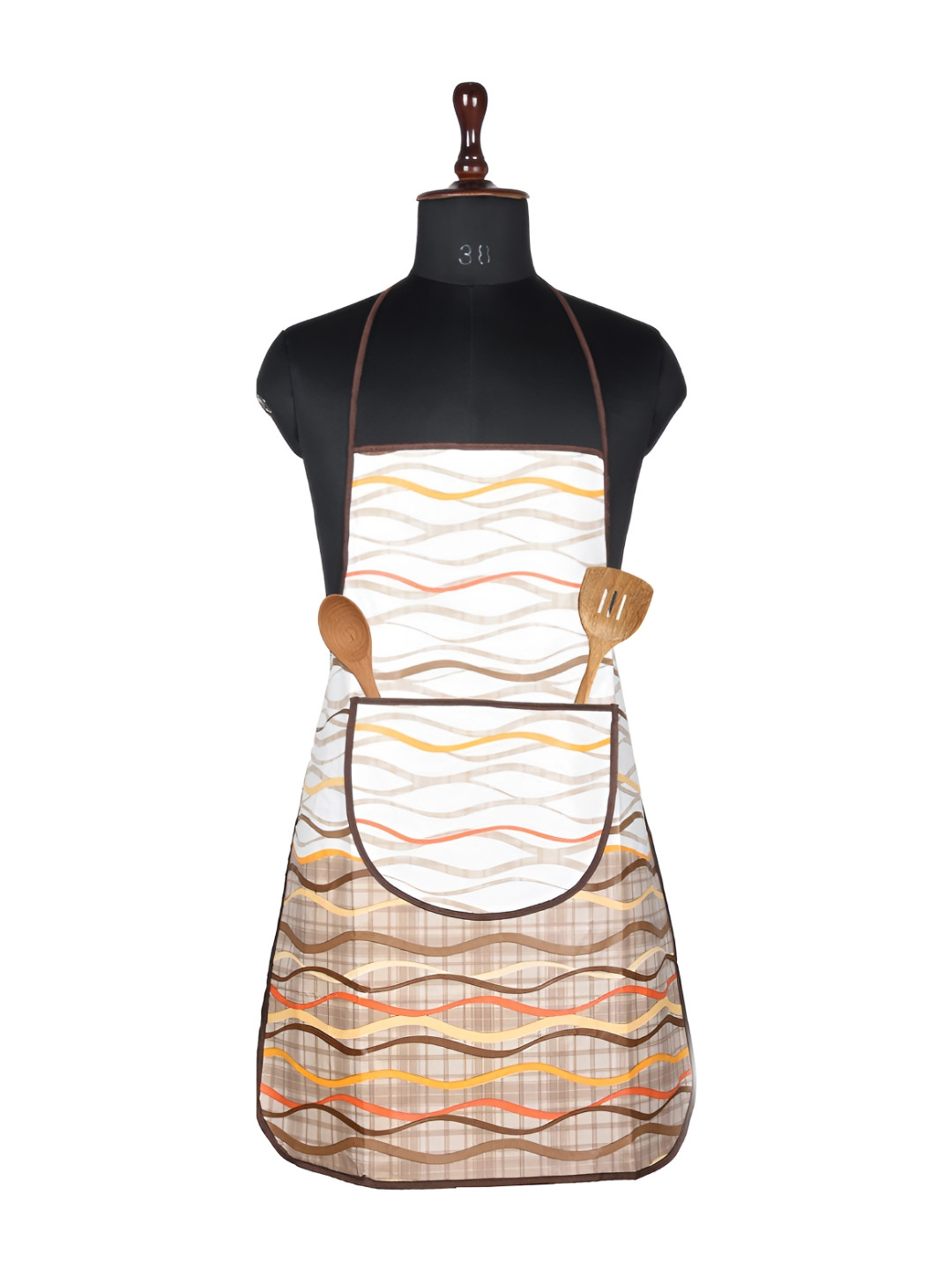 Aura Cream & White Wave Printed Waterproof Apron