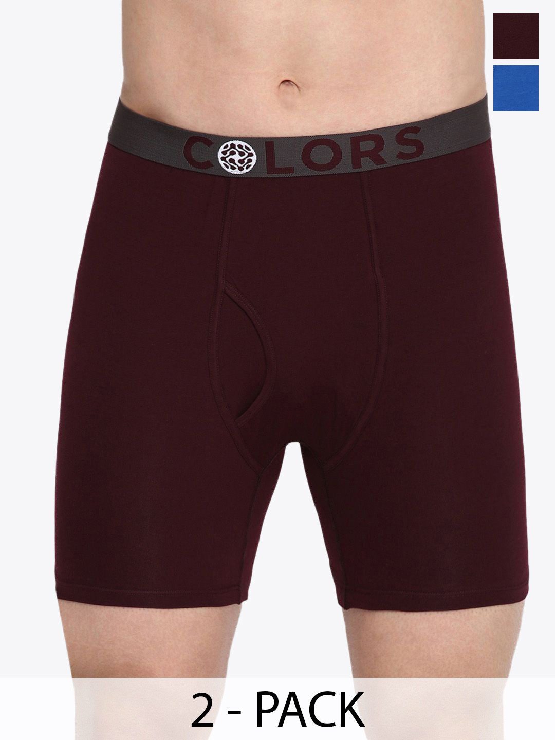 COLORS by Rupa Frontline Men Pack Of 2 Mid-Rise Trunk Colors124_RBL(1)-Wn(1)-80 Trunk