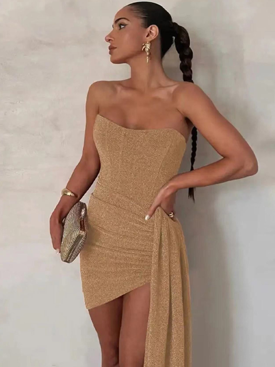 Miss Mosa By Akanksha  Women Helois Tube Party Dress In Gold