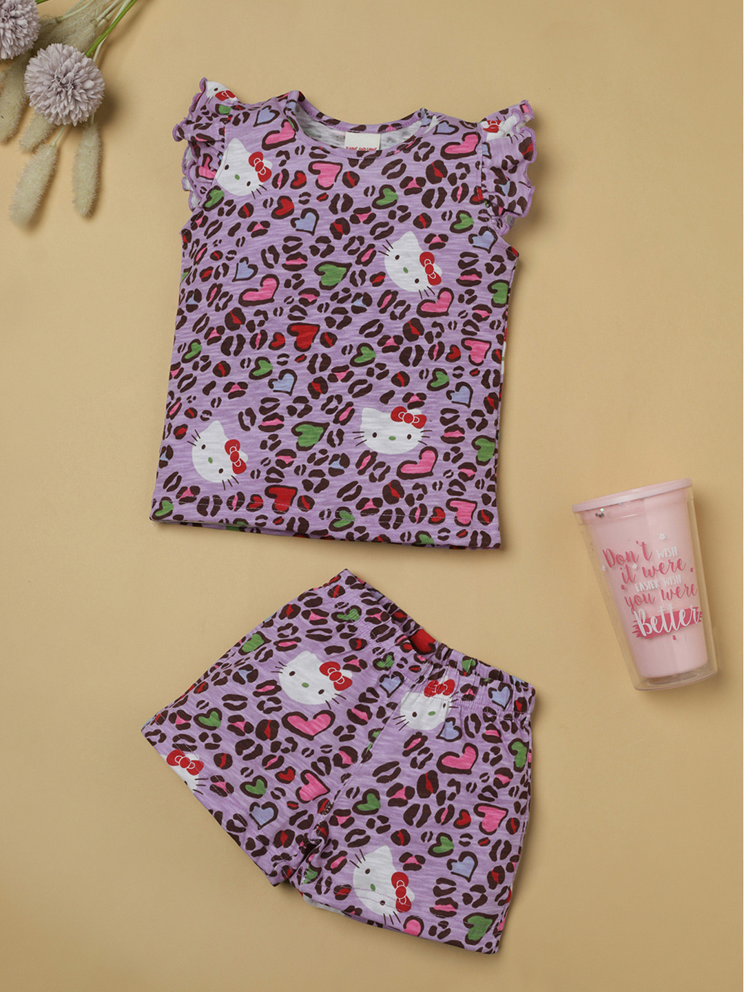 RAINE AND JAINE Girls Pure Cotton Printed Night suit