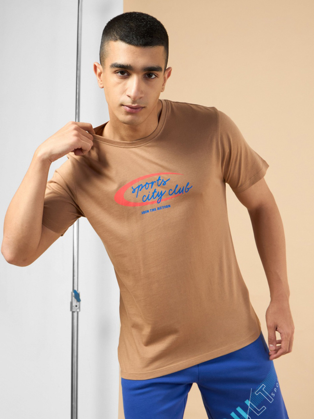 CULT Men Khaki Sports City Club Graphic T-shirt