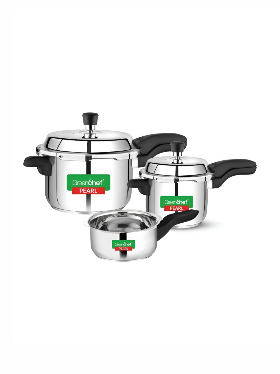 Greenchef Pearl Silver Stainless Steel Dishwasher Safe 3 Induction Outer Lid Pressure Cooker