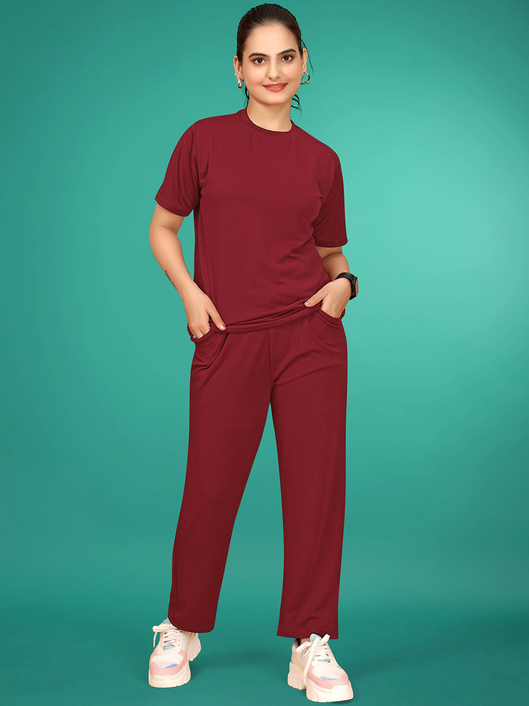 JK Creation Round Neck T-Shirt With Trousers