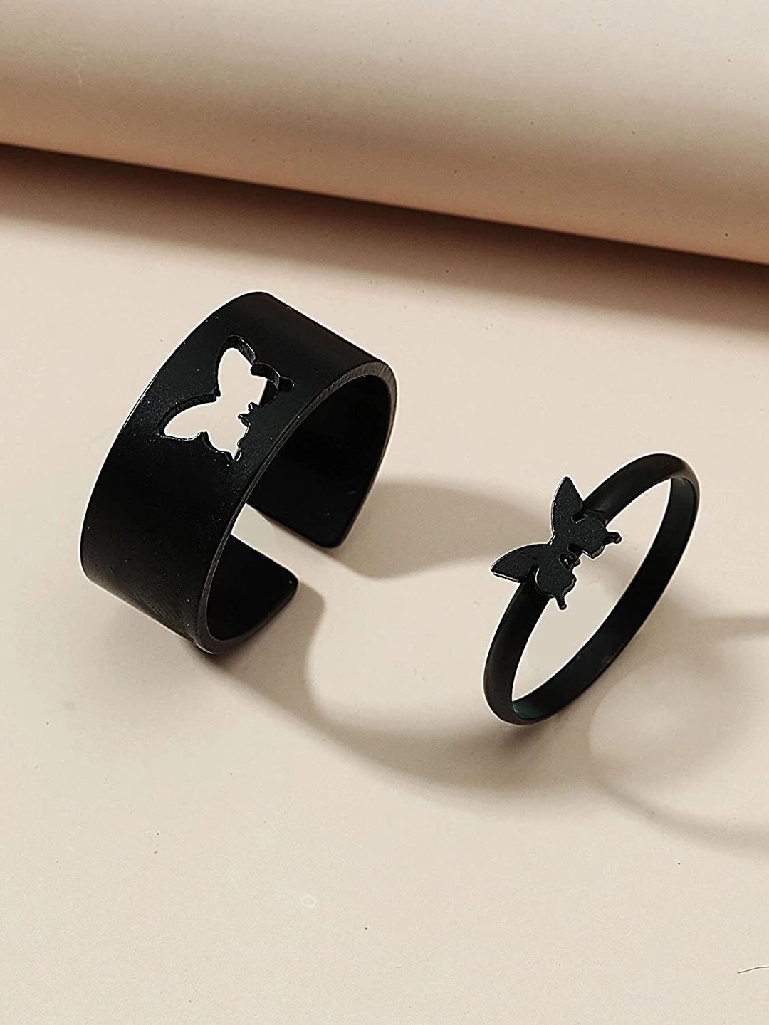 AGARWALPRODUCT Set Of 2 Silver-Plated Couple Finger Rings Adjustable Ring