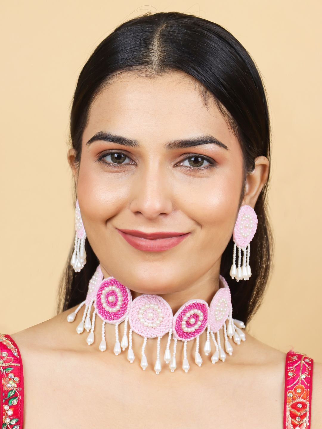 Sangria Boho Gold-Plated Artificial Beads Beaded Jewellery Set