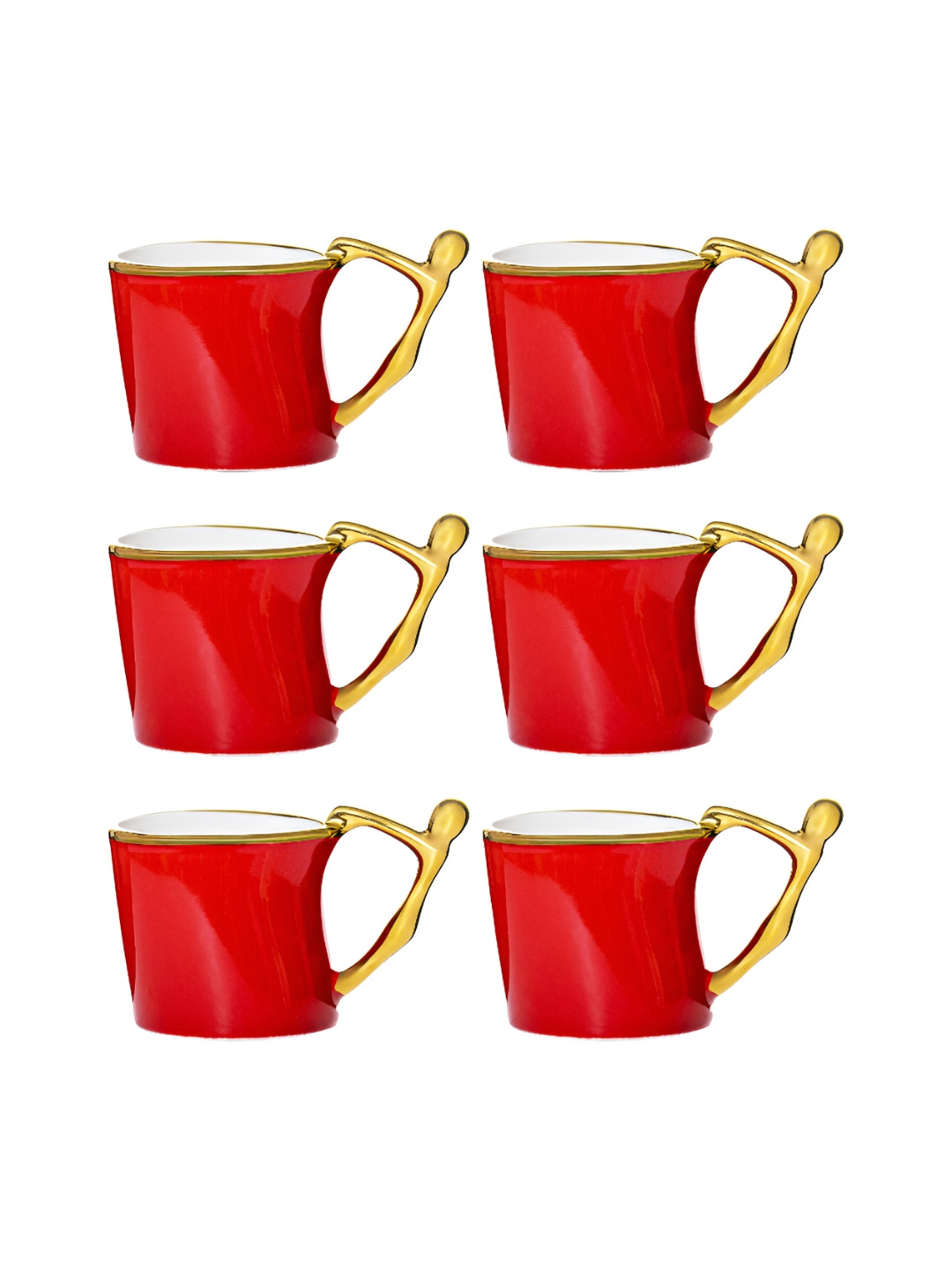 Roxx Cherry Fields Red Porcelain Handmade 6 Piece Mugs-190ml