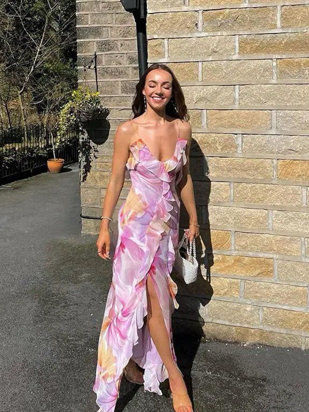 Miss Mosa By Akanksha  Women Purple Clove Ruffled Summer Maxi Dress