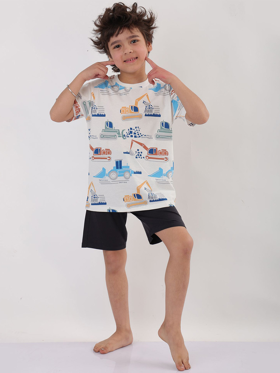 Anthrilo Boys Pure Cotton Summer Might Digger Sleepwear Shorts Set
