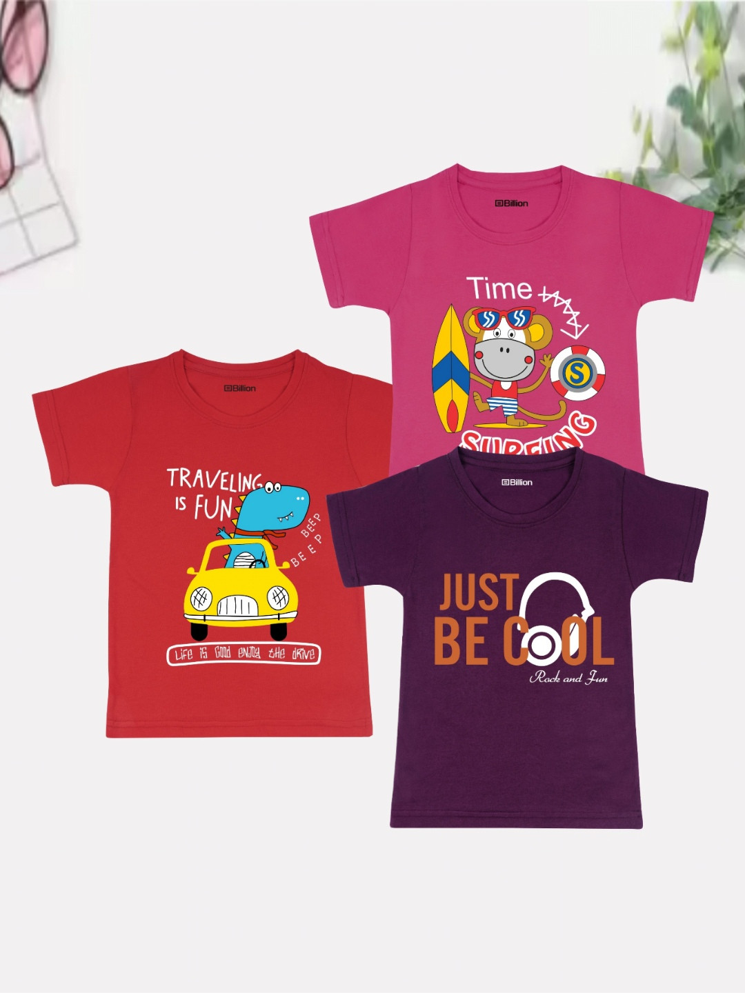 Billion Boys 3 Printed Bio Finish Applique T-shirt