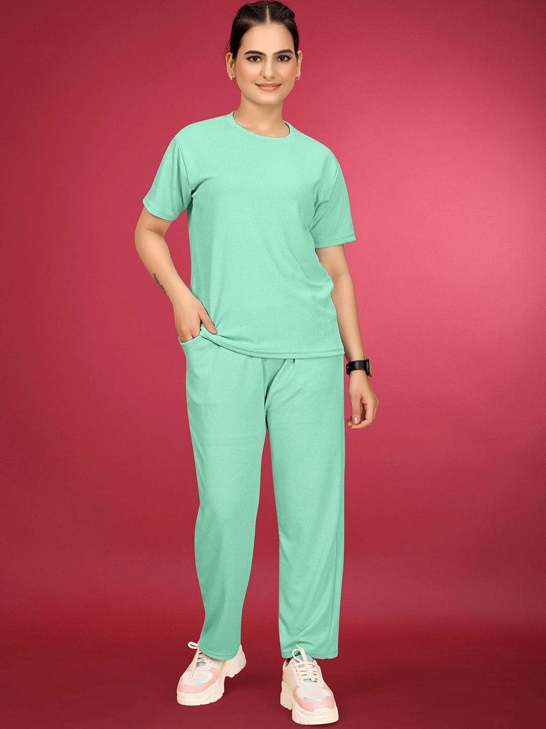 JK Creation Round Neck T-Shirt With Trousers
