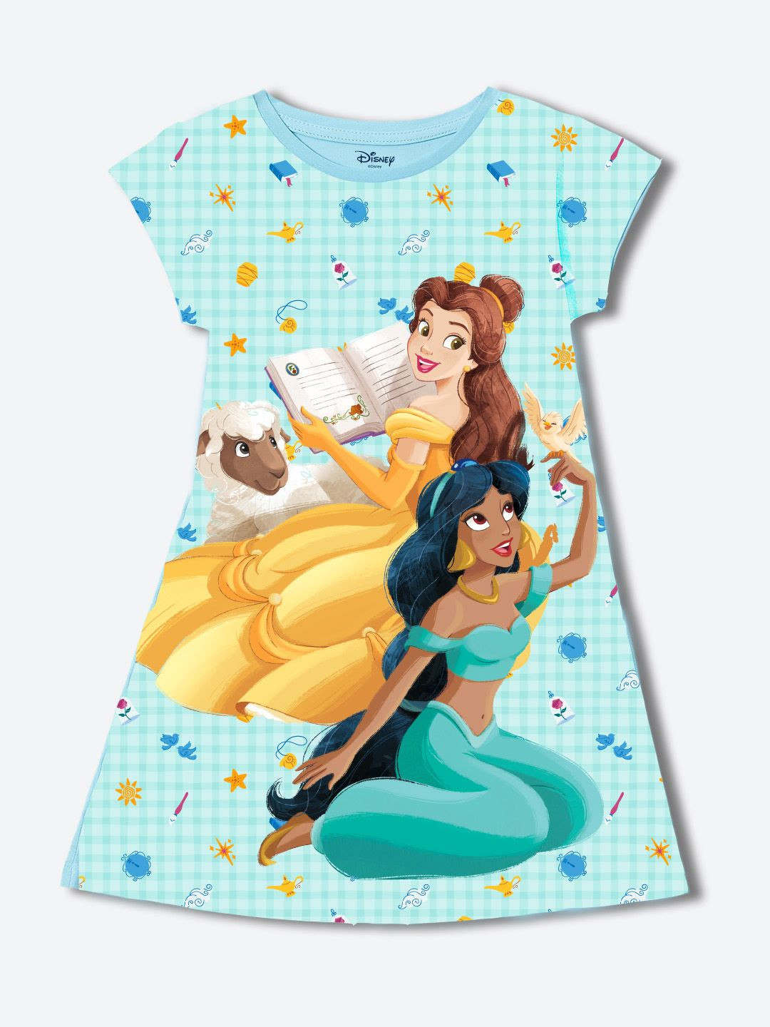 YK Disney Girl Disney Princess Cartoon Print A-Line Dress