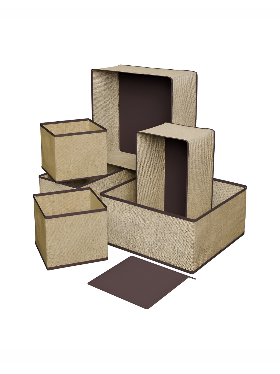 Myntra Elegant Homes Brown 6 Pcs Jute Foldable Cabinet Clothes Wardrobe Drawer Organisers