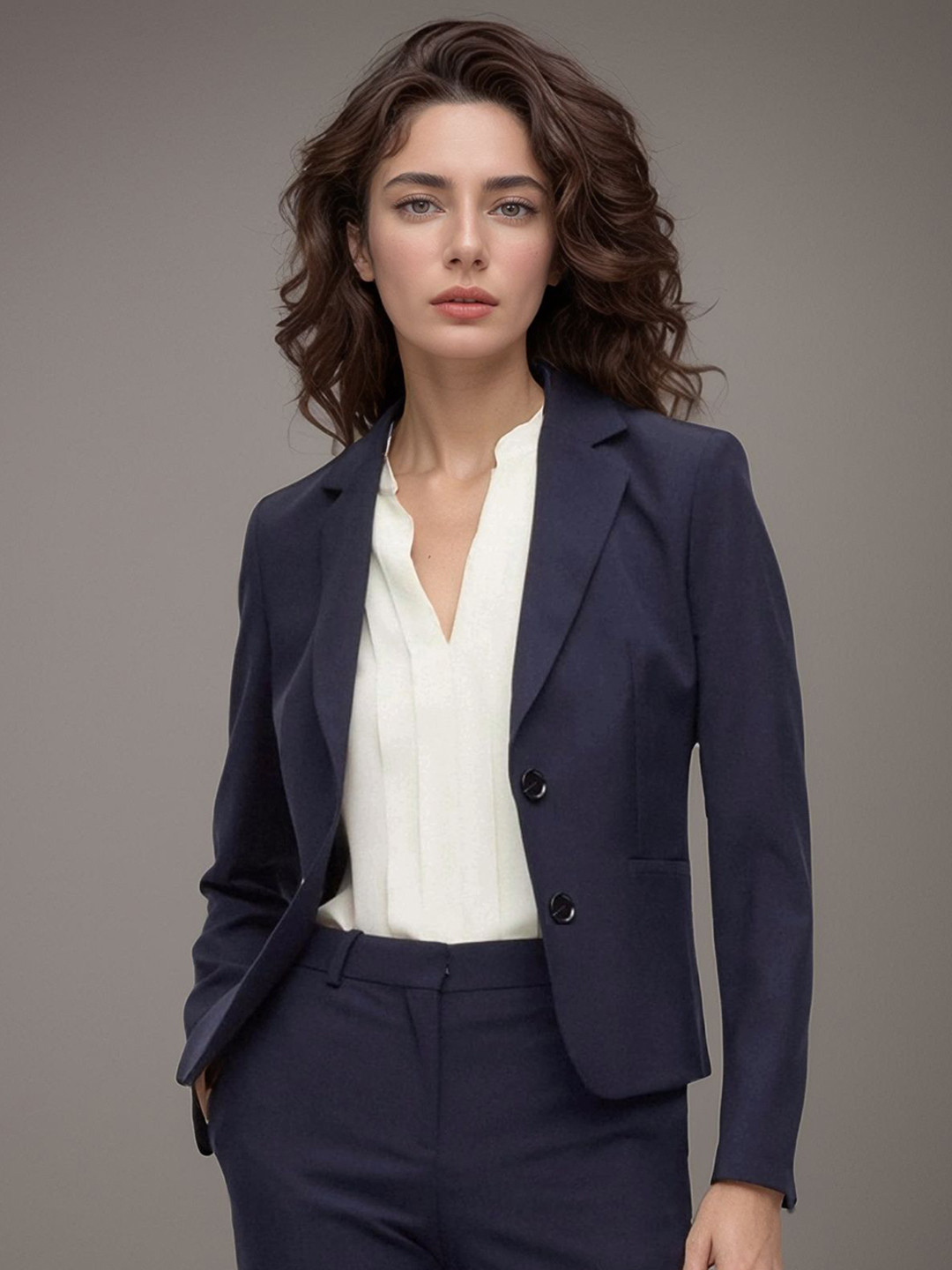 Rocksy Notched Lapel Single-Breasted Blazer