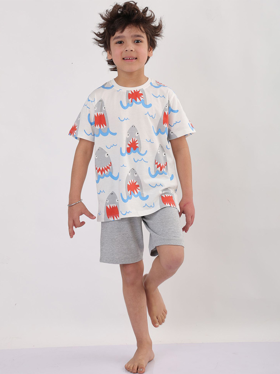 Anthrilo Boys Summer Sleepy Shark Sleepwear Shorts Set