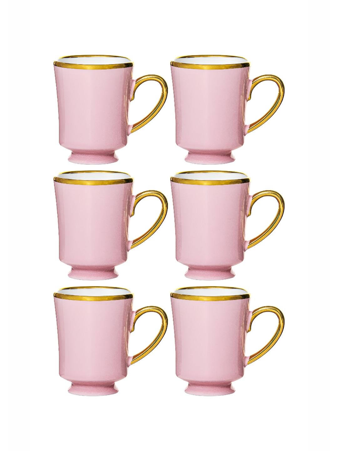 Roxx Heart Pink Porcelain Handmade 6 Piece Mugs-180ml
