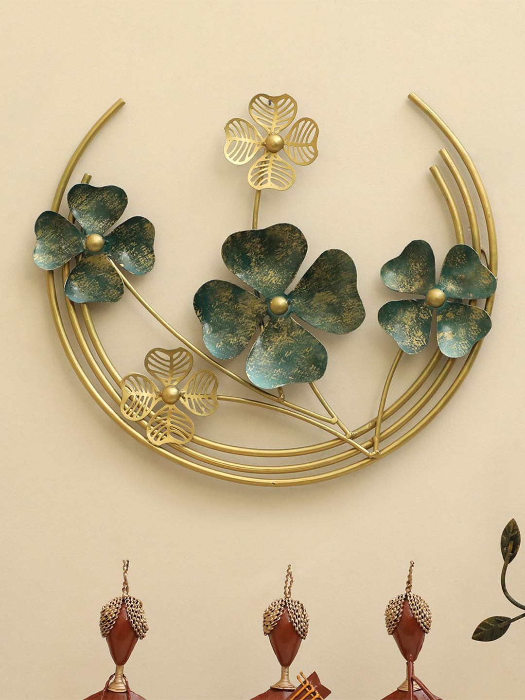 vedas Flower, W-Miller Metal Matte Hanging Hall Floral Wall Decor-22In