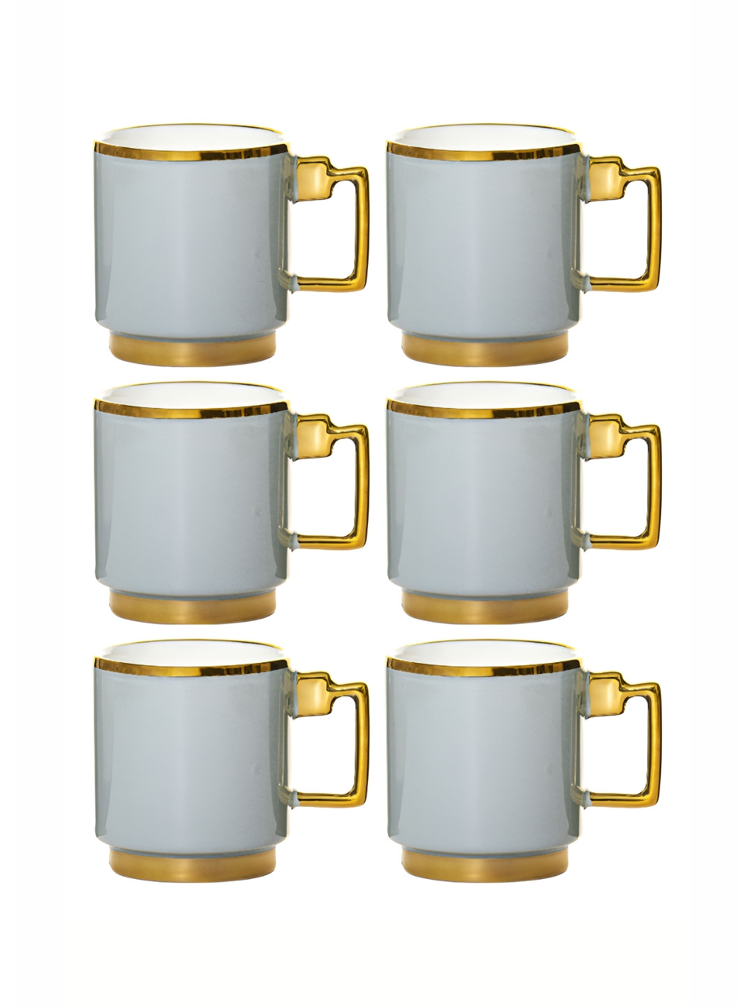 Roxx Buti Grey Porcelain Microwave Safe 6 Piece Mug-180ml