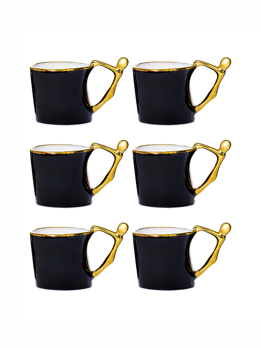 Roxx Black Porcelain Dishwasher Safe 6 Piece Mugs-190ml
