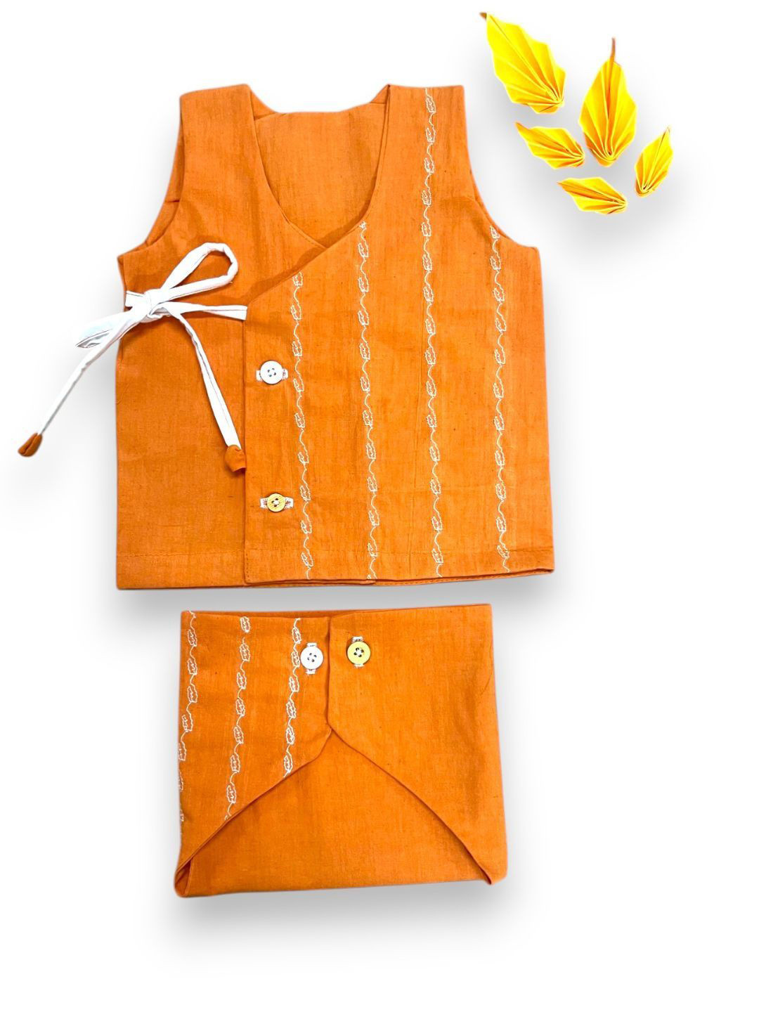 BAESD BAESD Kids Embroidered Organic Cotton Jhablas With Nappy