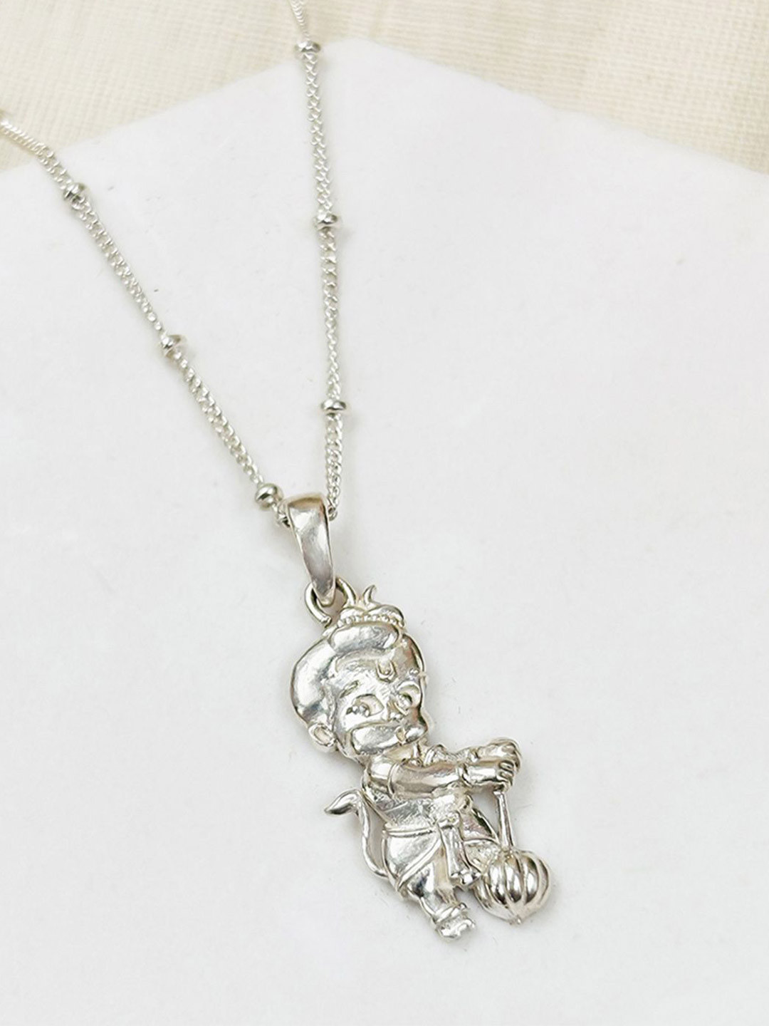 Unniyarcha 92.5  Sterling Silver Bal Hanuman Pendant With Chain