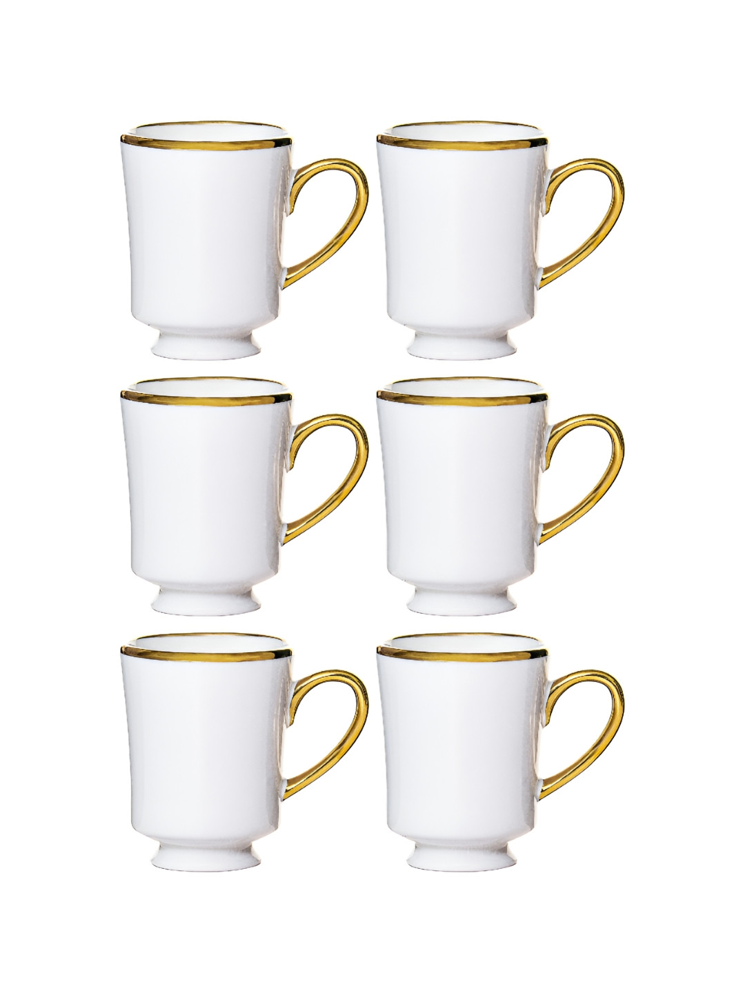 Roxx White Porcelain Microwave Safe 6 Piece Mugs-180ml