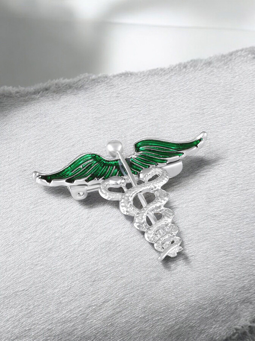 Mahi Green Meenakari Enamel Doctor Brooch