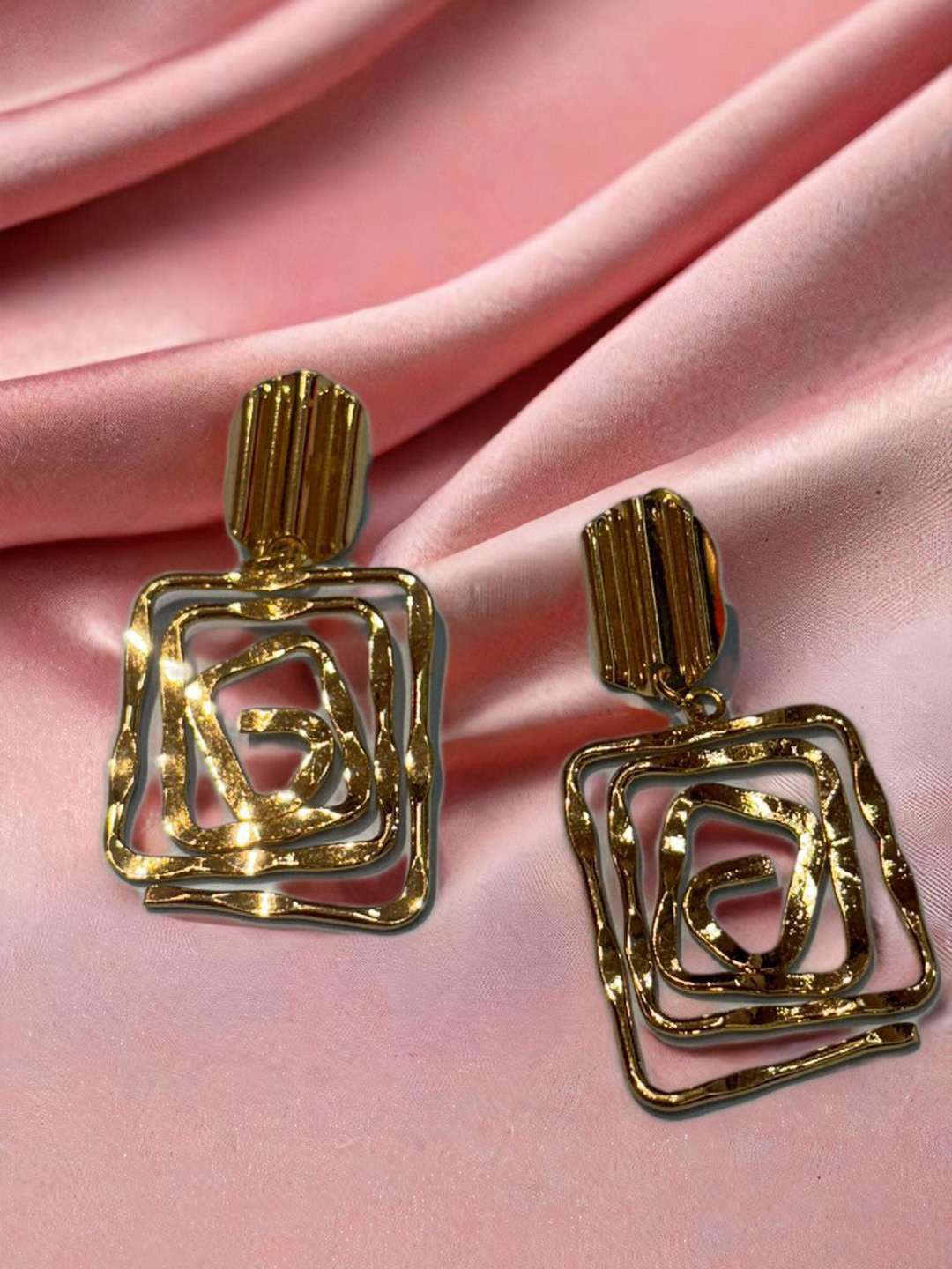 ADC SHEMONA Haneul Gold-Plated Geometric Shaped Drop Earrings