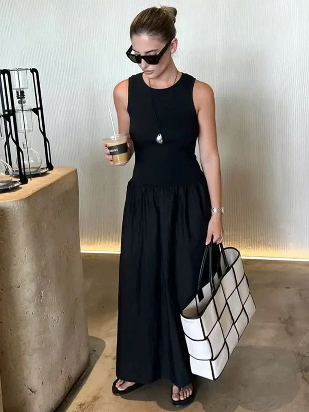 Miss Mosa By Akanksha  Women Black Keya Drop Waist Maxi Dress