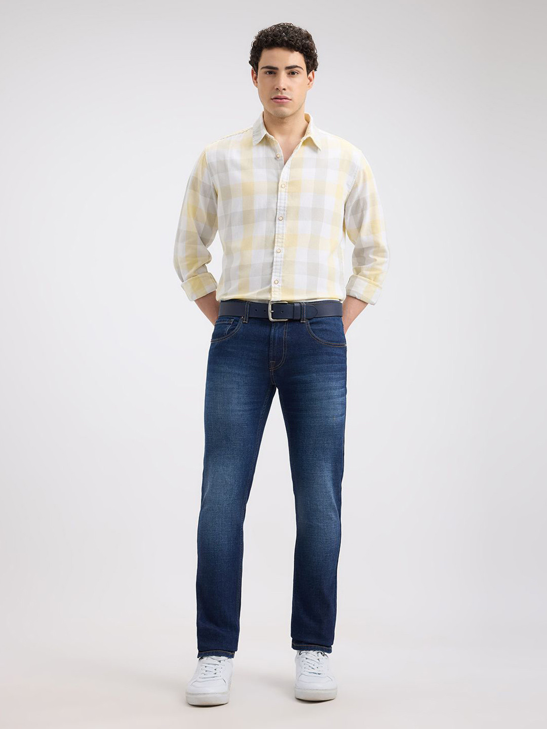 Pepe Jeans Men Spread Collar Checked Cotton Casual Shirt