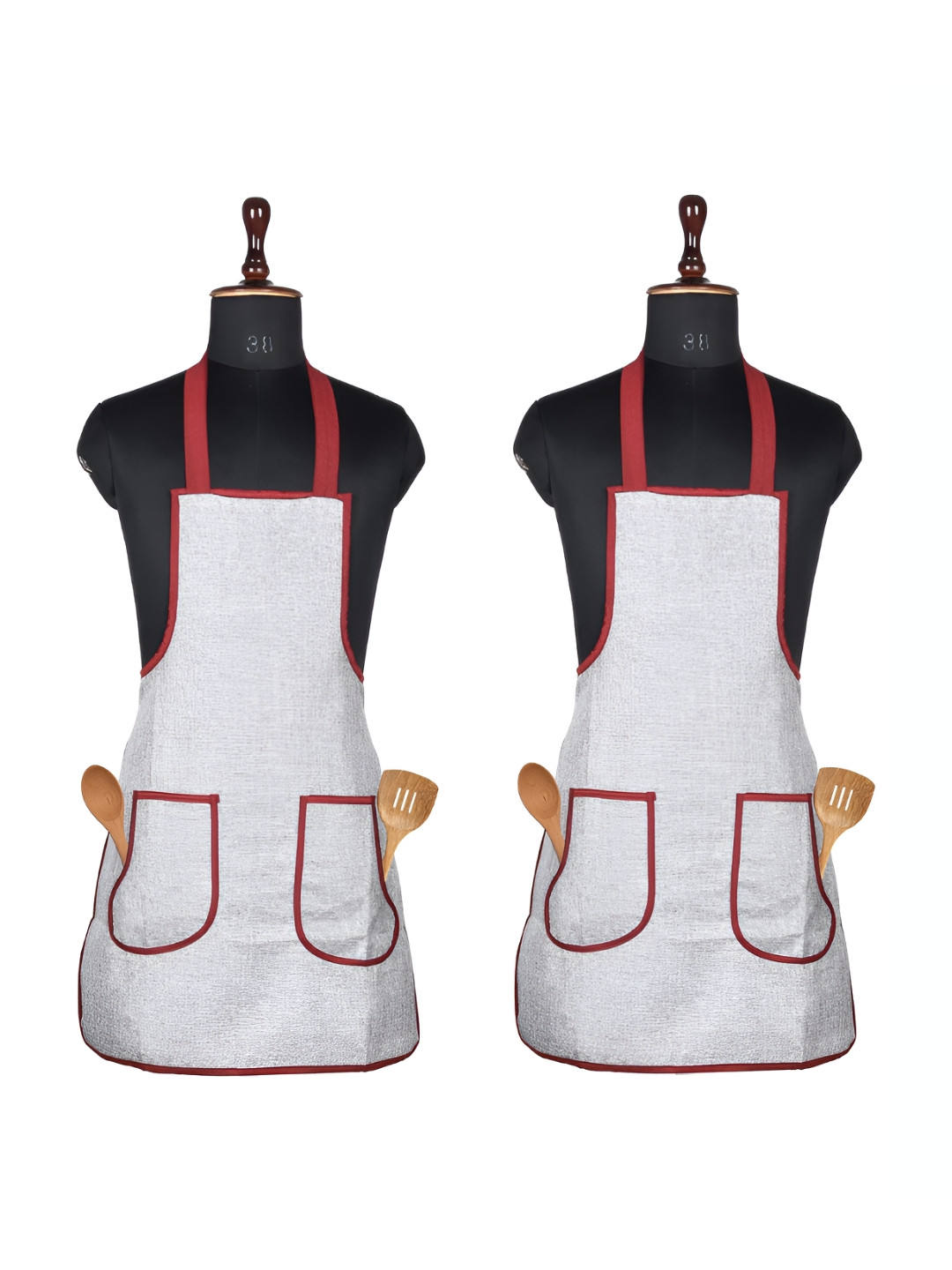 Aura Grey & Maroon 2 Pieces Waterproof Jute Aprons