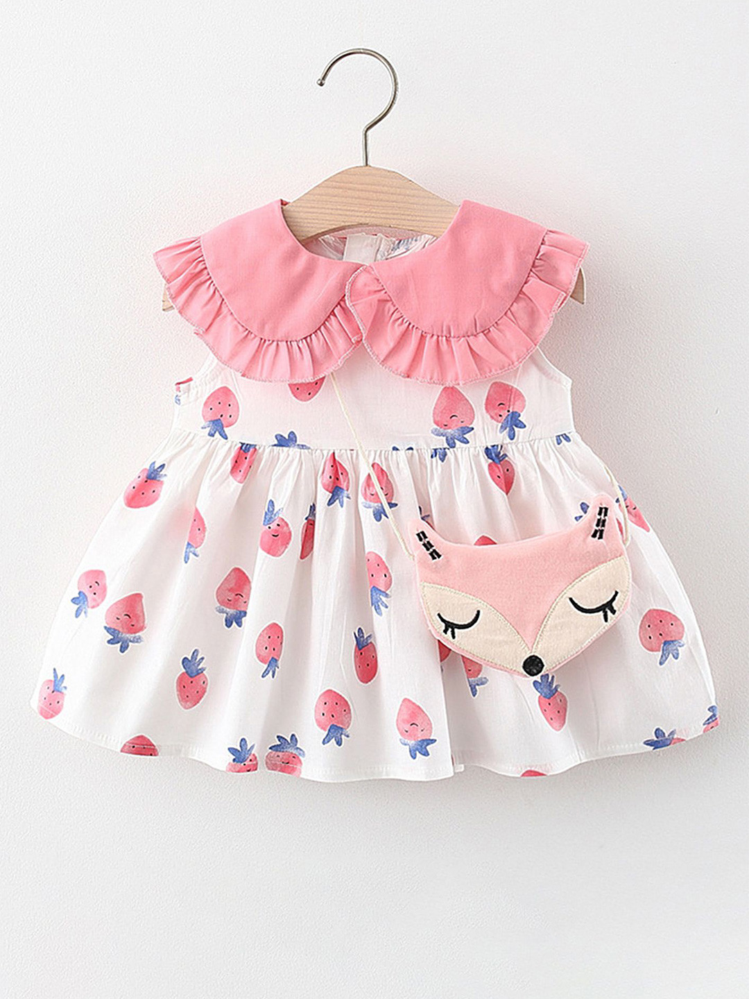 LULU & SKY Girls Floral Print Fit & Flare Dress With Sling Bag