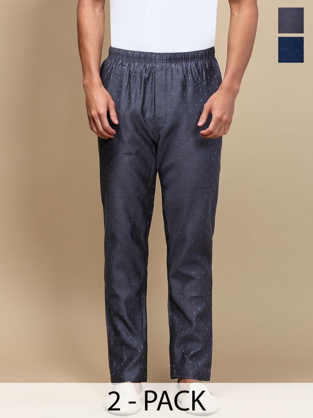 WHITE HEART Women Pack Of 2 Printed Mid Rise Pyjamas