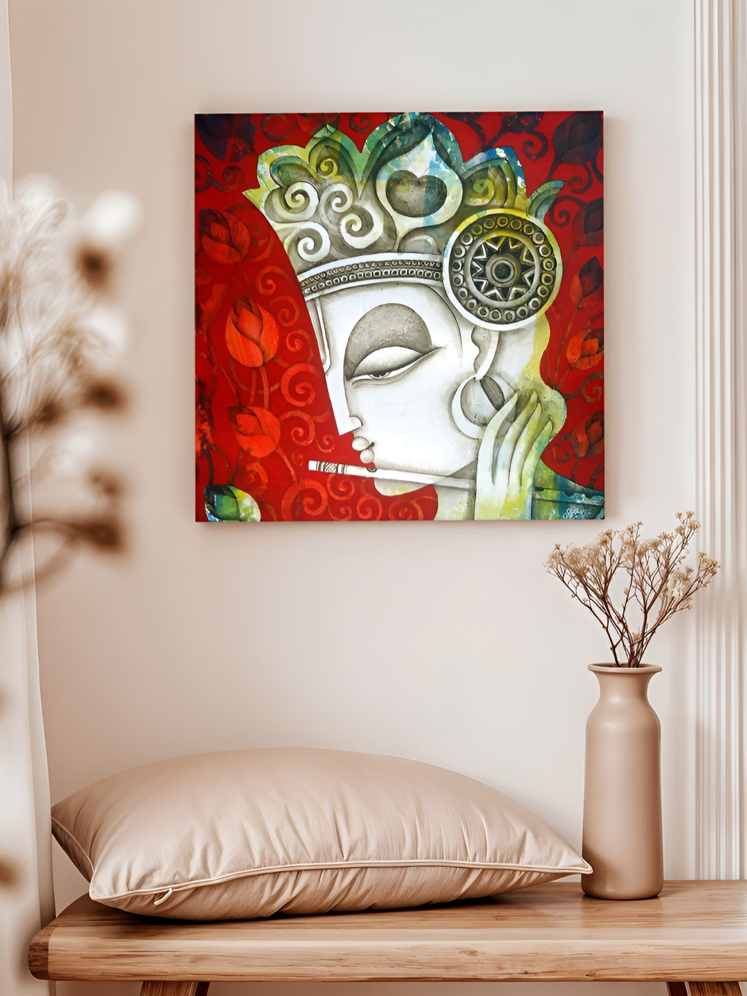 Art Street Red Canvas Wall Living Room Square Potrait Paintings Wall Art -21.97 x 21.97In