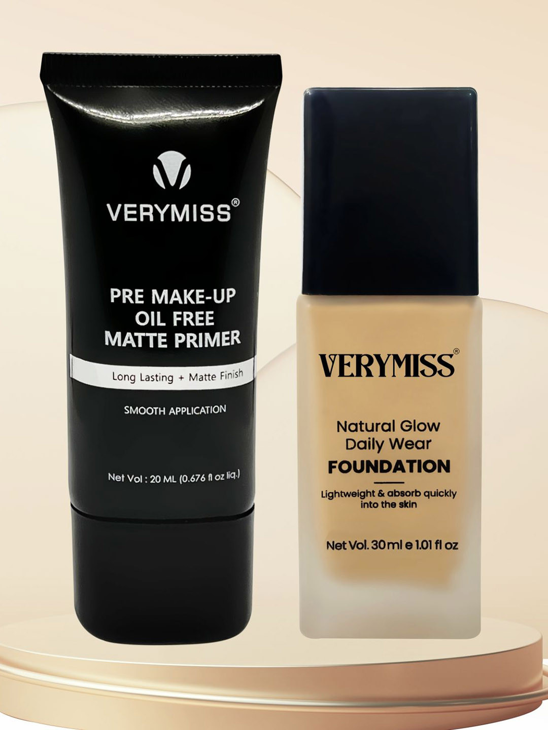 VERYMISS Set Of 2 Daily Wear Foundation- 30 ml- Medium Tone & Oil Free Matte Primer- 20 ml