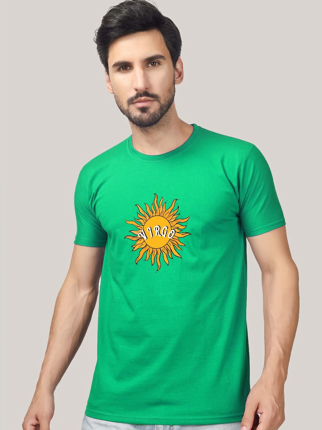 Greylongg Men Typography Tropical Applique T-shirt