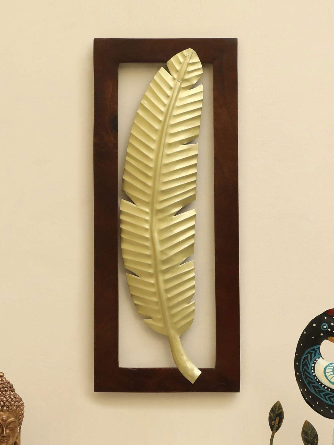 vedas Leaf, W-Alan Metal Glossy Hanging Hall Wall Hangings-20.9In