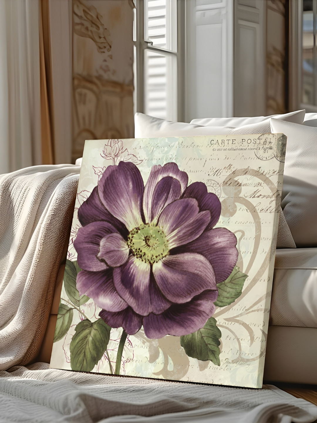 Art Street Purple Canvas Wall Living Room Square Paintings Wall Art -21.97 x 21.97In