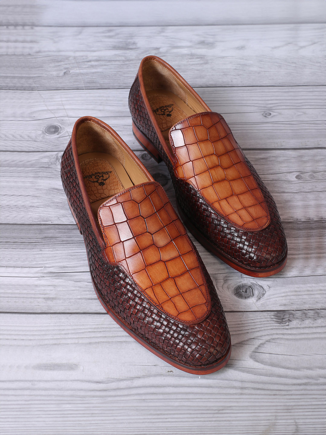MILLE DOLLARI Men Textured Leather Monks