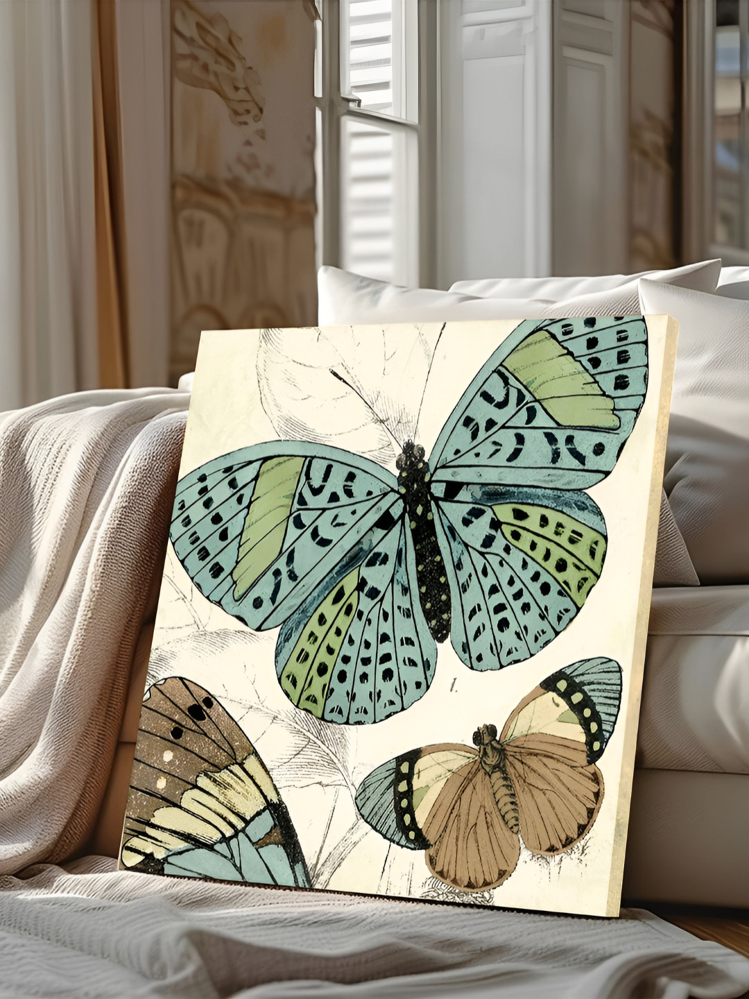 Art Street Cream Canvas Wall Living Room Square Paintings Wall Art -21.97 x 21.97In