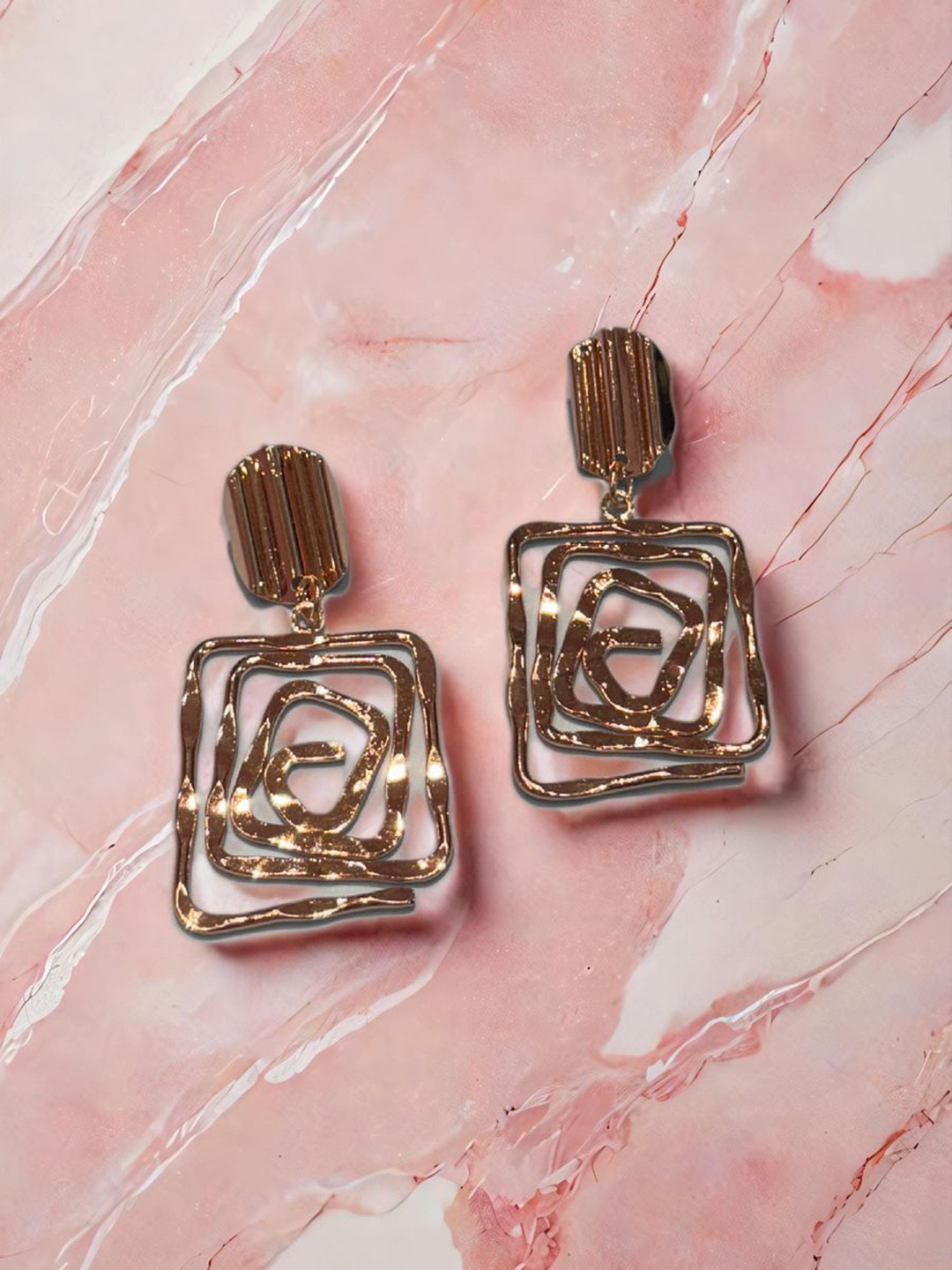 ADC SHEMONA Haneul Gold-Plated Geometric Shaped Drop Earrings