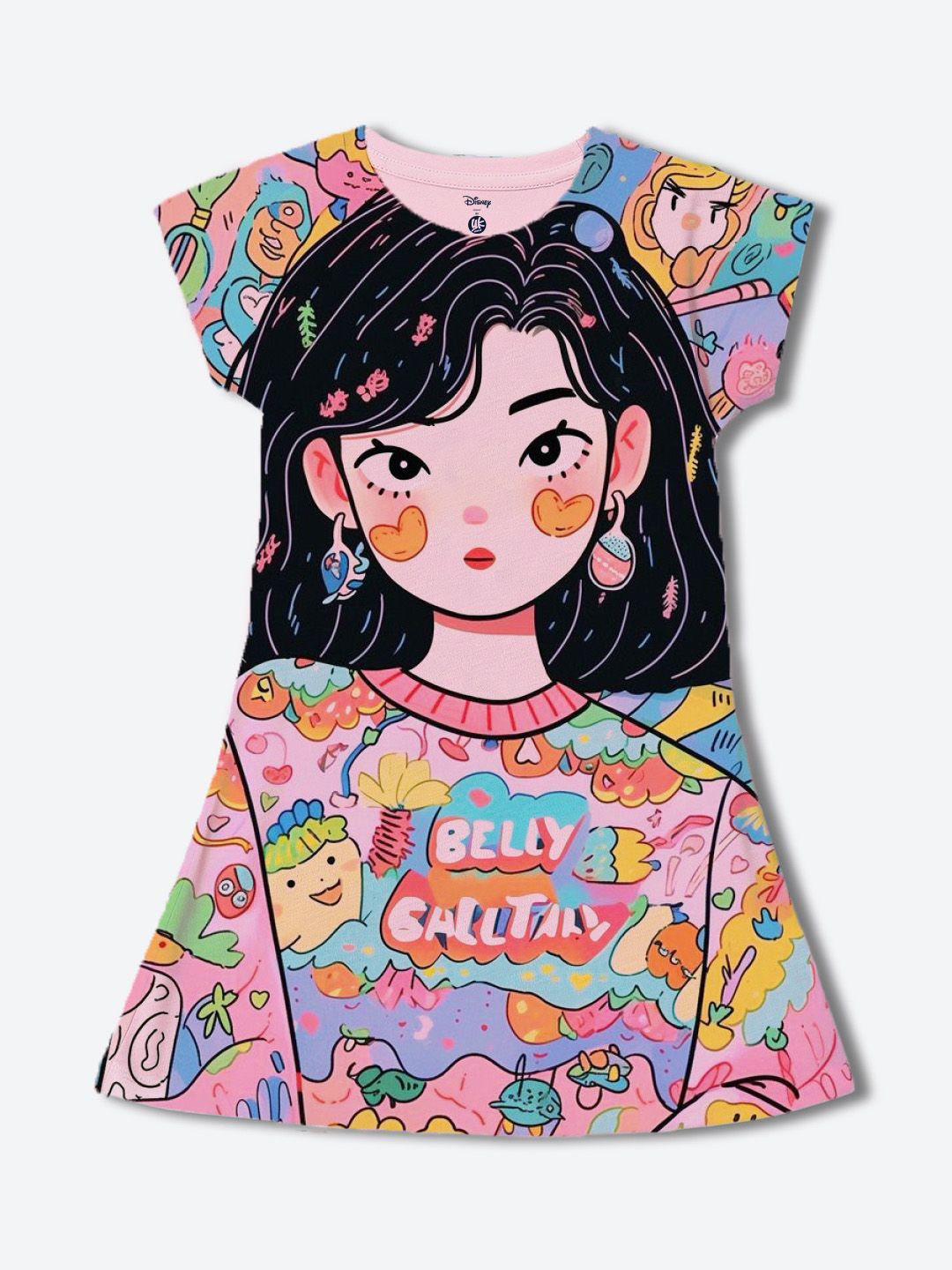 YK Girls Graphic Print Knee Length T-shirt Dress