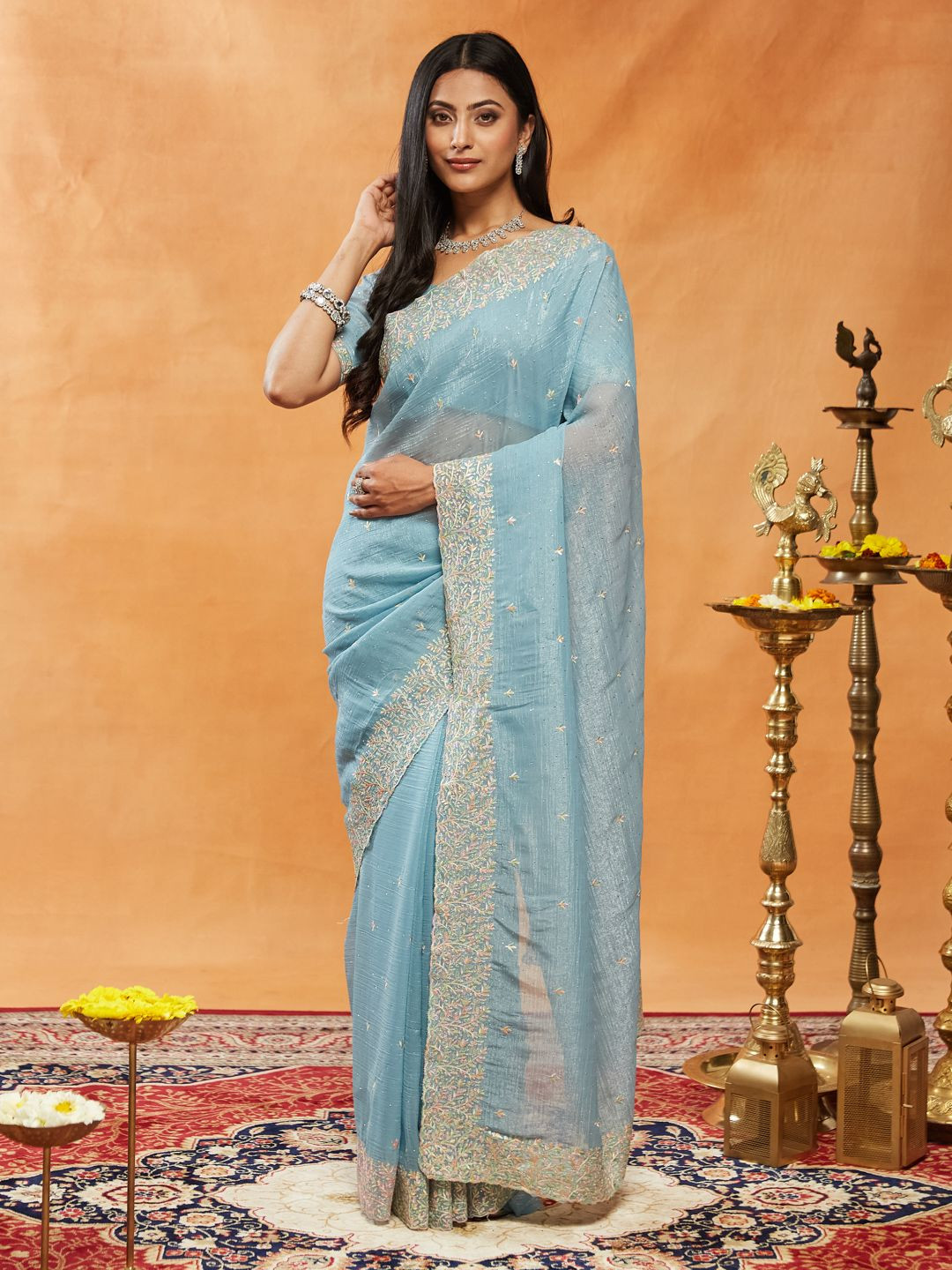 kasee Embellished Embroidered Pure Chiffon Saree